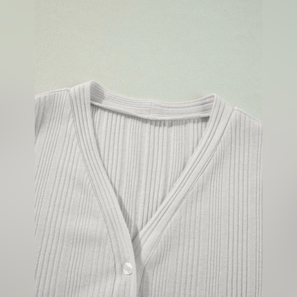 Cream Ribbed Cardigan - Picture 13 of 15